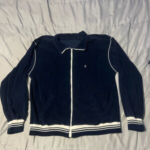 Made In USA Navy Blue Track Jacket with White Trim